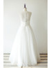 Beaded Ivory Lace Tulle Anniversary Wedding Dress